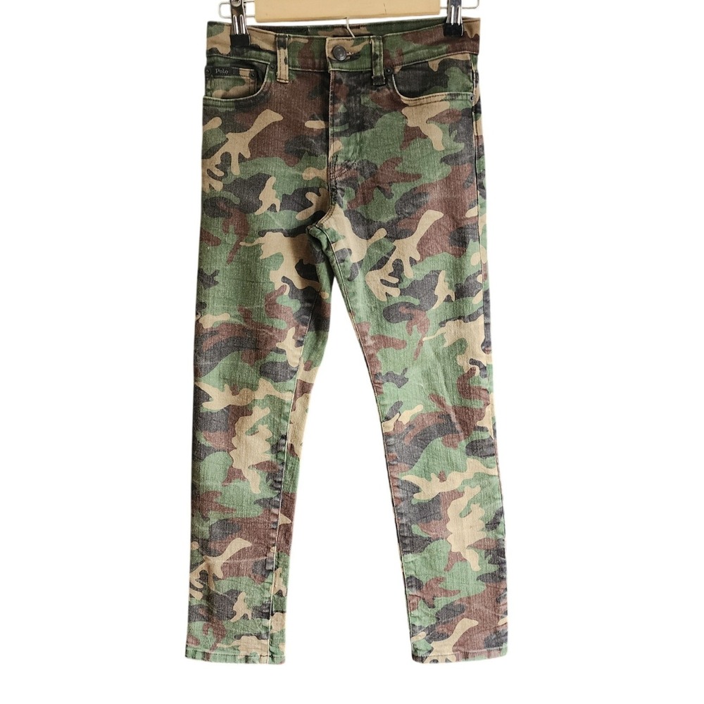 Polo Ralph Lauren Camo Jeans Kids Size 10 Green Brown Camouflage Denim
